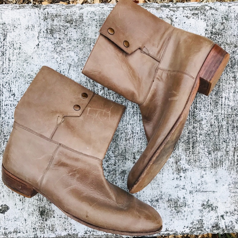 Vintage Taupe Leather Boots - Picture 4 of 8